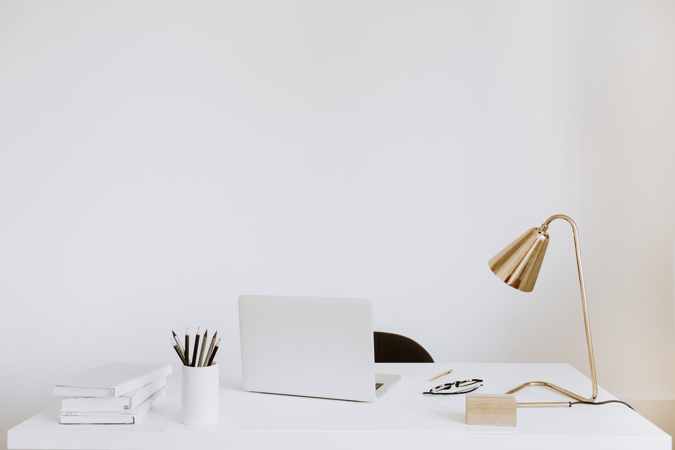 Minimal Home Office Desk with Laptop